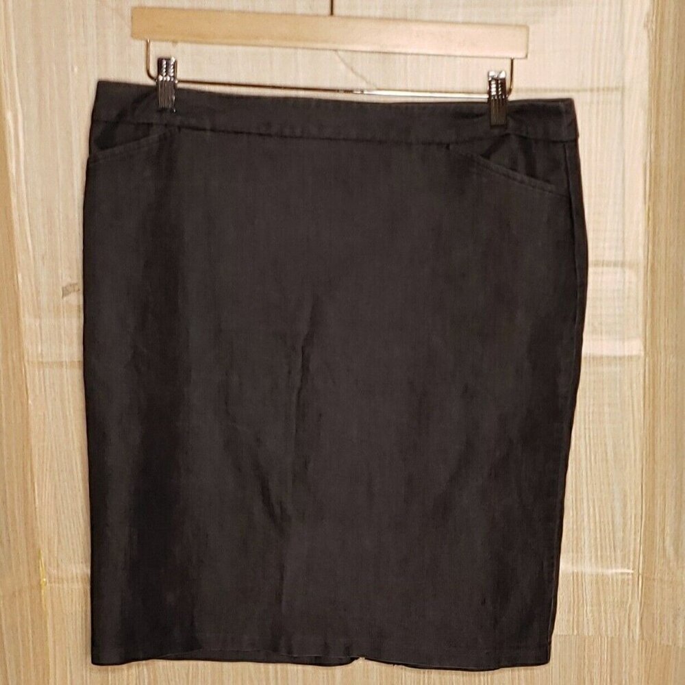 Chaus Womens Black Denim Pencil Skirt 14